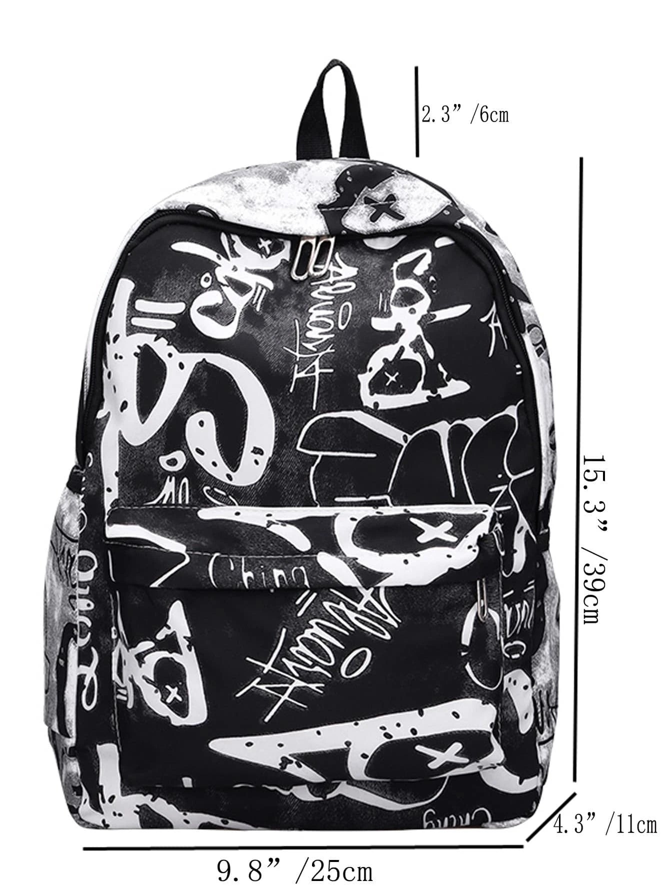 Waterproof,Lightweight Graffiti Print Functional Backpack School Bag For Graduate, Teen Girls