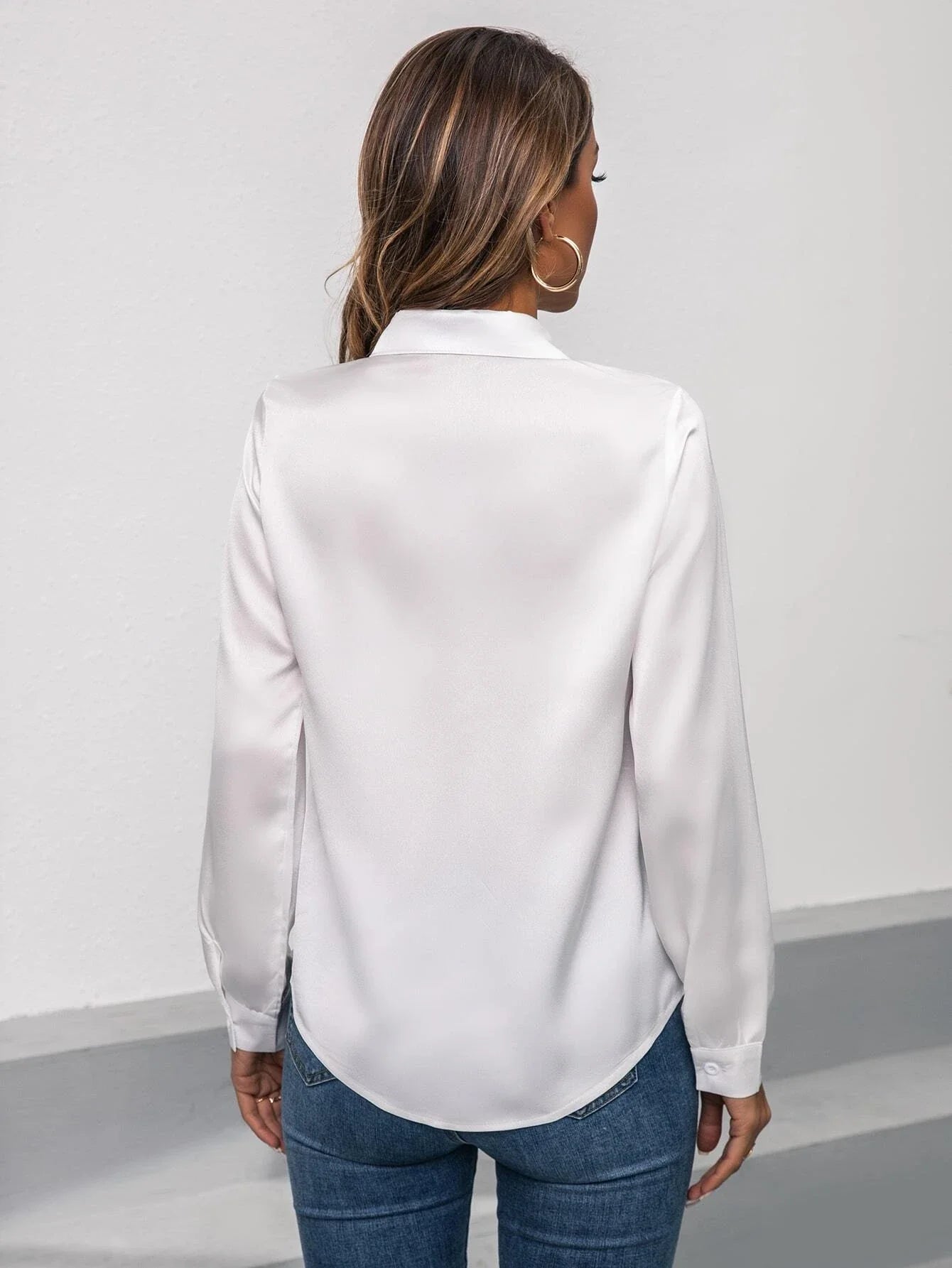 Privé Satin Solid Button Front Shirt