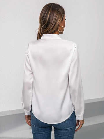 Privé Satin Solid Button Front Shirt