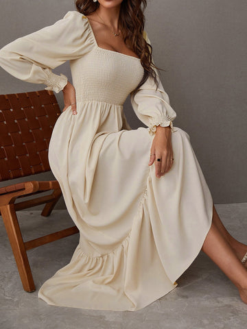 Breezaya Square Neck Ruffle Hem Dress