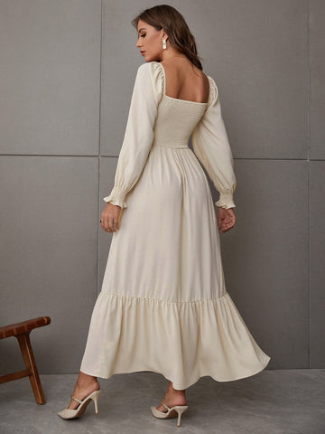 Breezaya Square Neck Ruffle Hem Dress