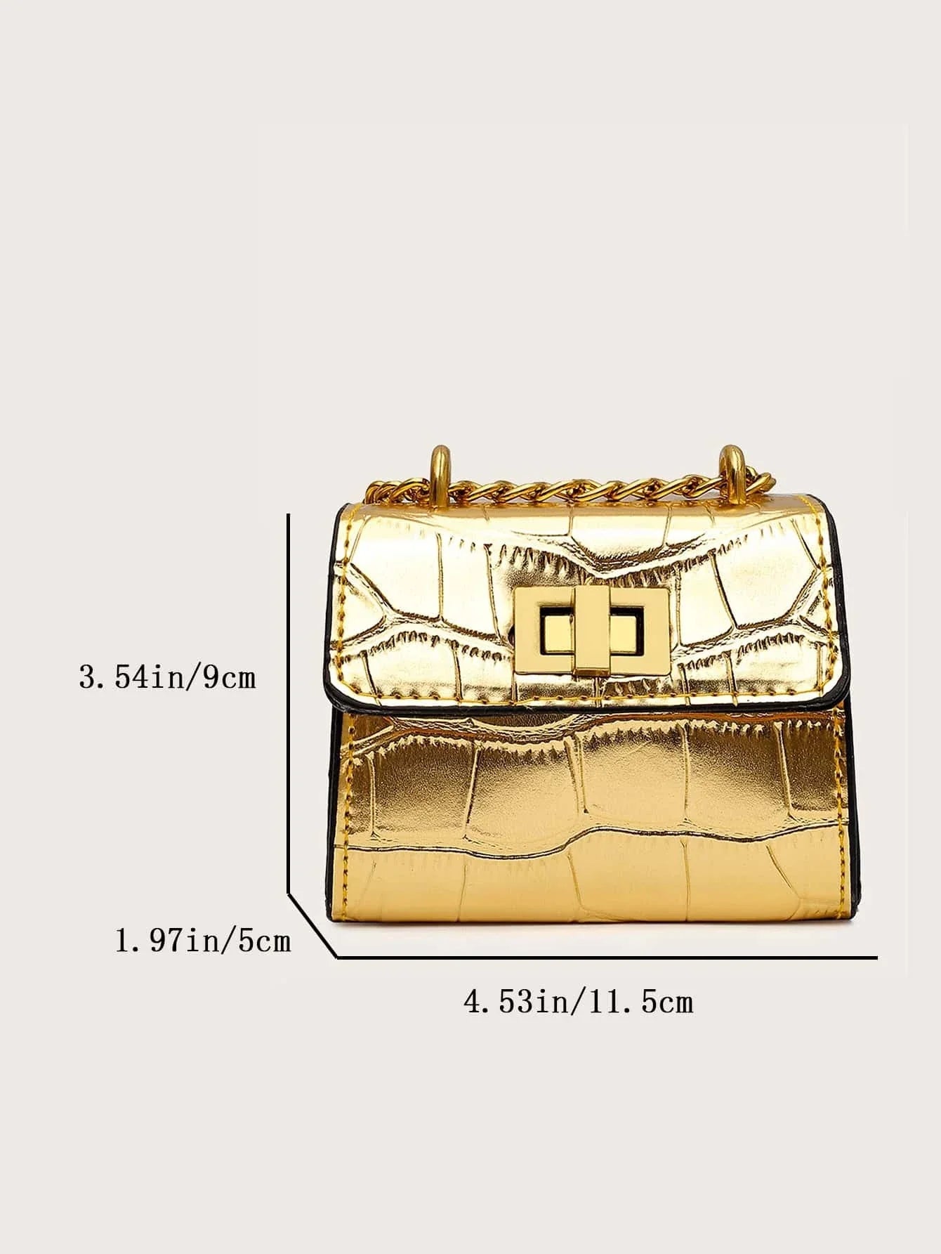 Waterproof,Lightweight,Business Casual Mini Metallic Crocodile Embossed Square Bag