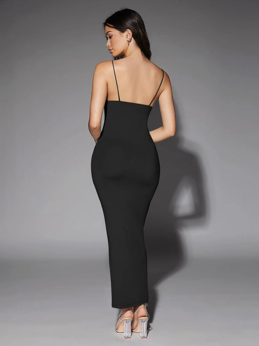Silquee Solid Backless Bodycon Dress