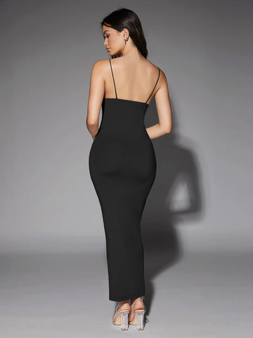 Silquee Solid Backless Bodycon Dress