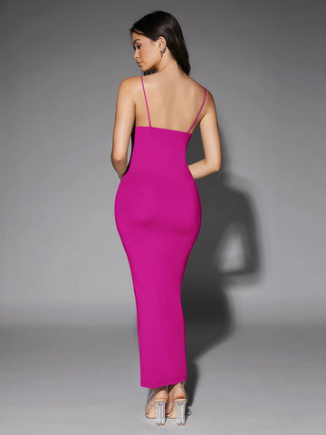 Silquee Solid Backless Bodycon Dress