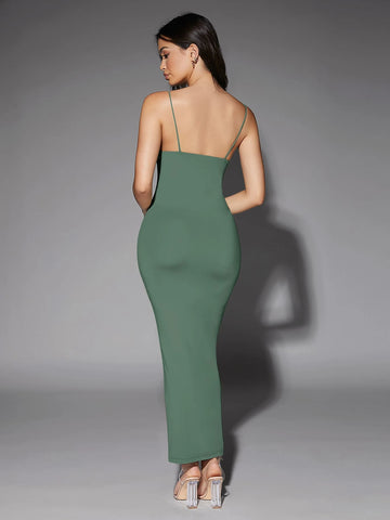 Silquee Solid Backless Bodycon Dress