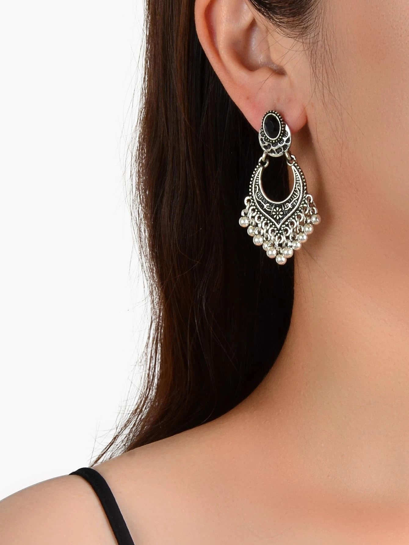 Round Ball Tassel Drop Earrings