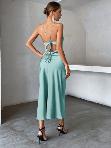 Aveloria Solid Tie Backless Cami Dress