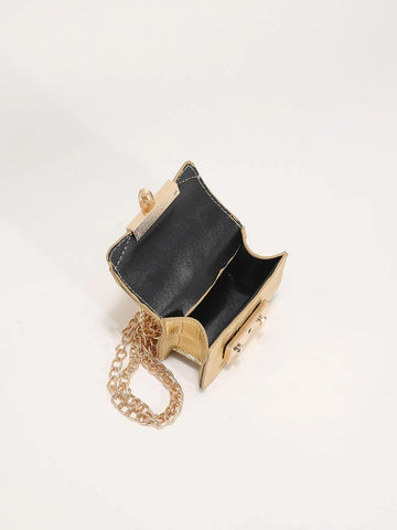 Minimalistic Mini Crocodile-Print Chain Shoulder Bag/Crossbody Bag