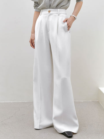 Dazy-Less Women's Solid Color Loose Wide Leg Suit Pants