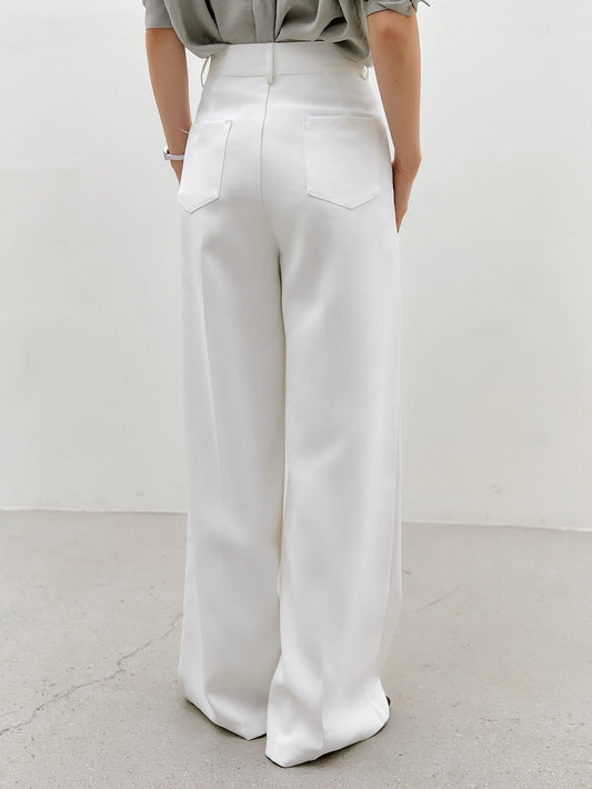 Dazy-Less Women's Solid Color Loose Wide Leg Suit Pants