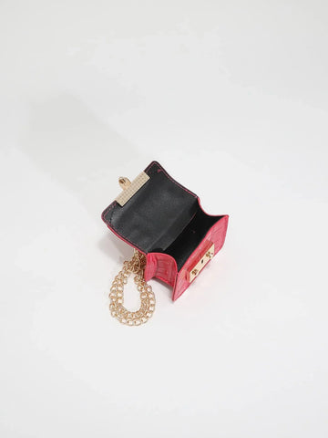 Minimalistic Mini Crocodile-Print Chain Shoulder Bag/Crossbody Bag