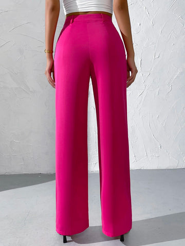 Privé High Waist Plicated Detail Wide Leg Pants