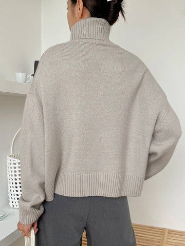 DAZY Turtleneck Drop Shoulder Sweater