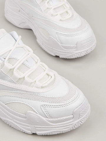 Mesh Panel Lace-Up Front Chunky Sneakers