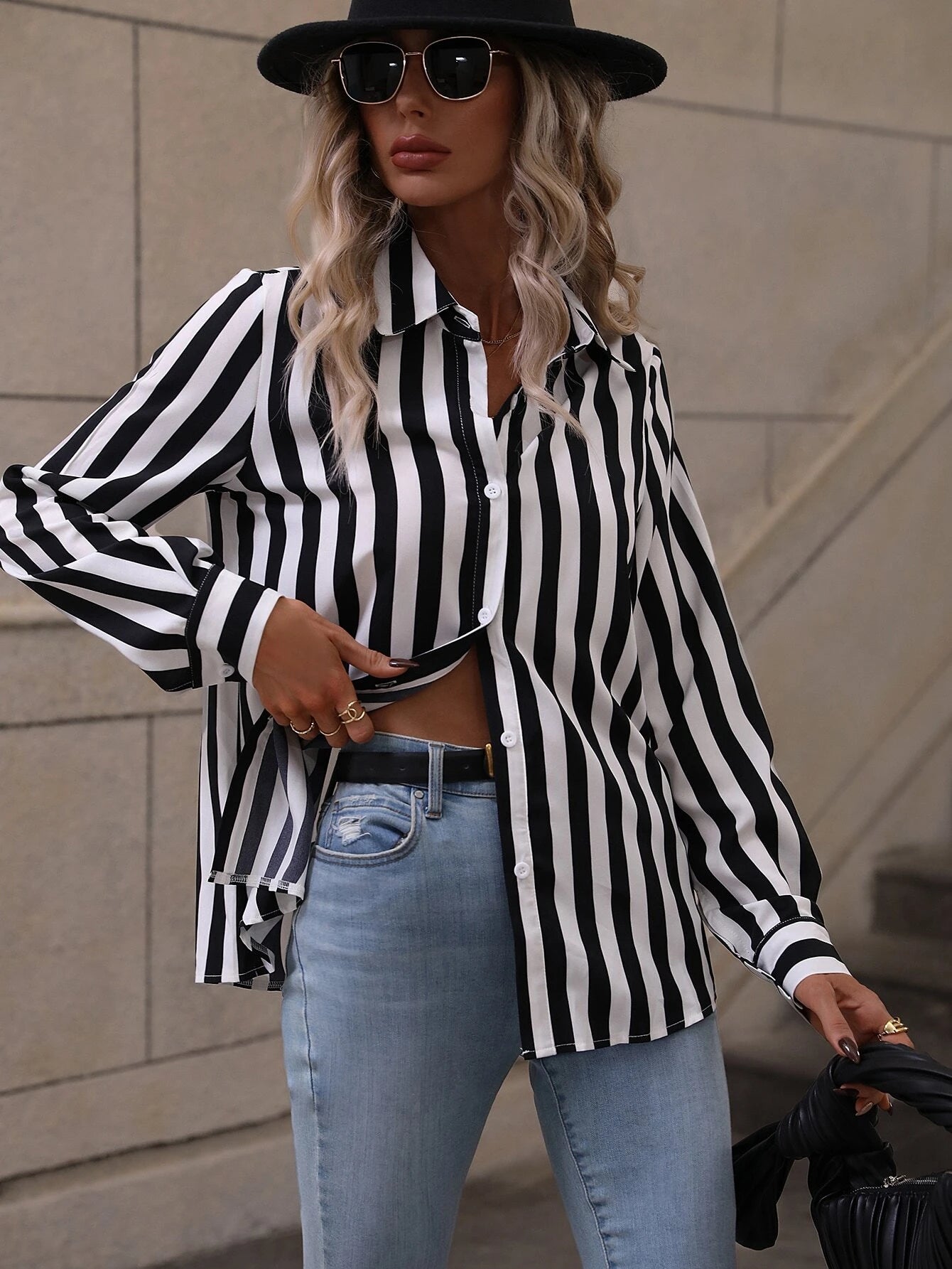 Clasi Vertical Striped Print Button Up Shirt