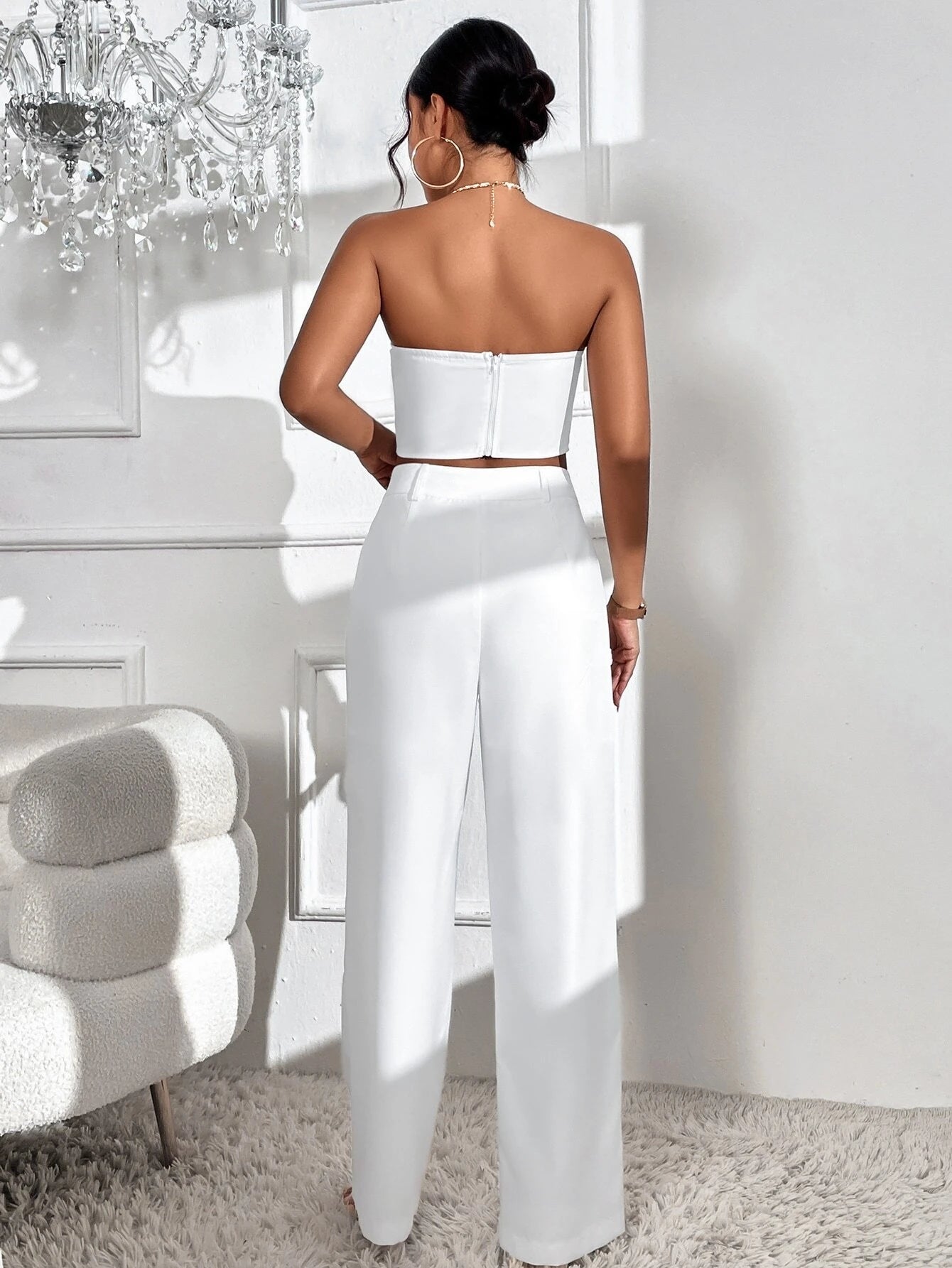 Privé Twist Front Crop Top & Wide Leg Pants