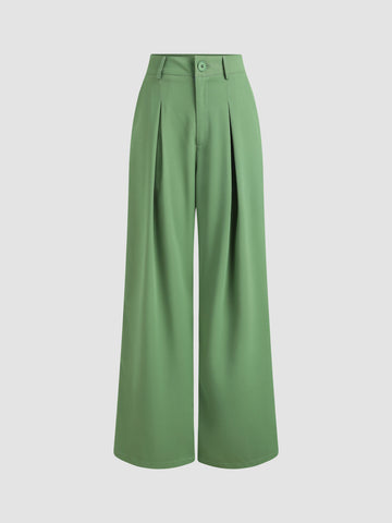 MILK TEA PLEATED WIDE LEG TROUSERS