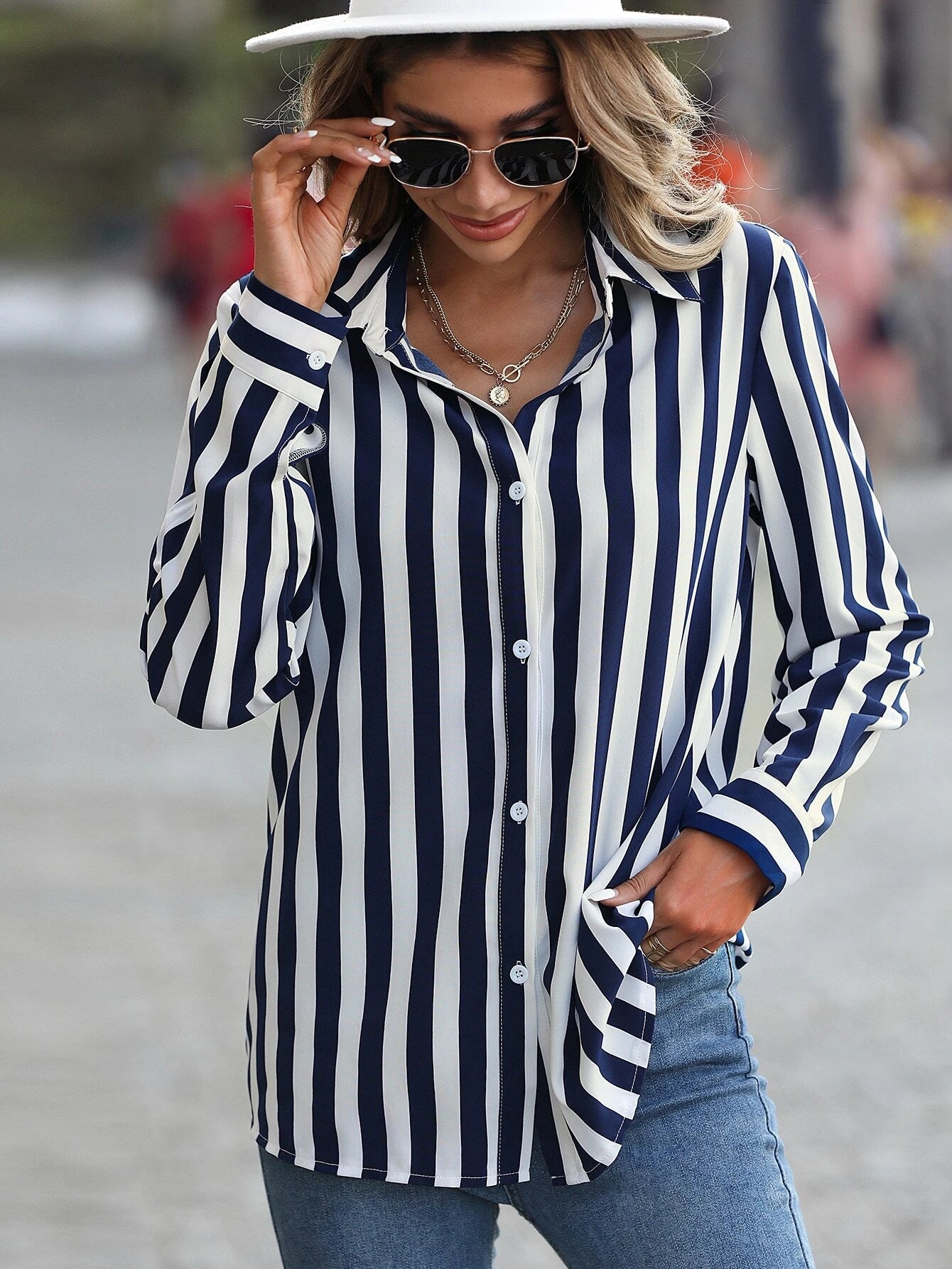 Clasi Vertical Striped Print Button Up Shirt