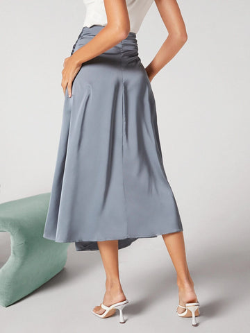 Privé Twist Front Satin Skirt Workwear