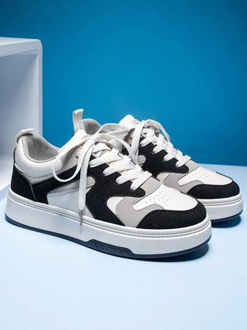 Women Colorblock Lace-Up Front Skate Shoes