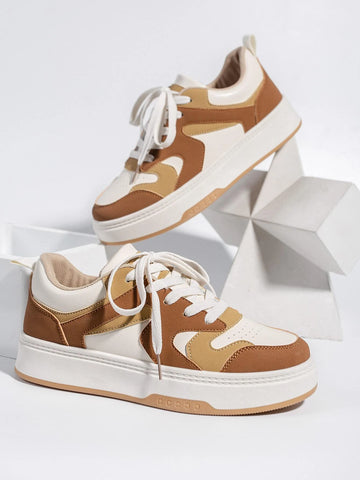 Women Colorblock Lace-Up Front Skate Shoes