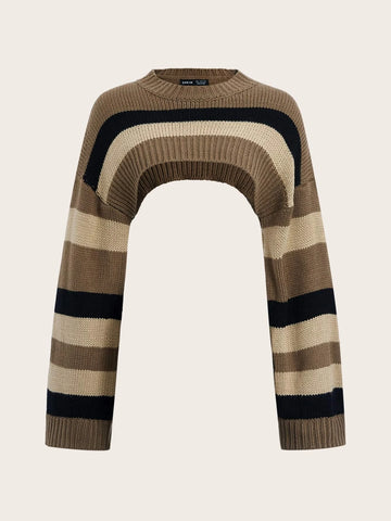 ICON Striped Pattern Micro Crop Sweater