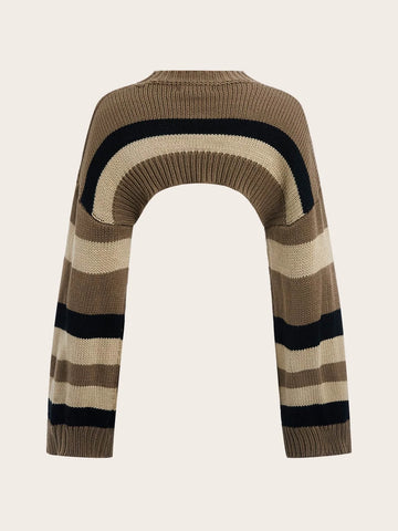 ICON Striped Pattern Micro Crop Sweater