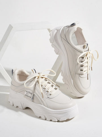 Spring Autumn Fashion Women's White Wedge Sneakers