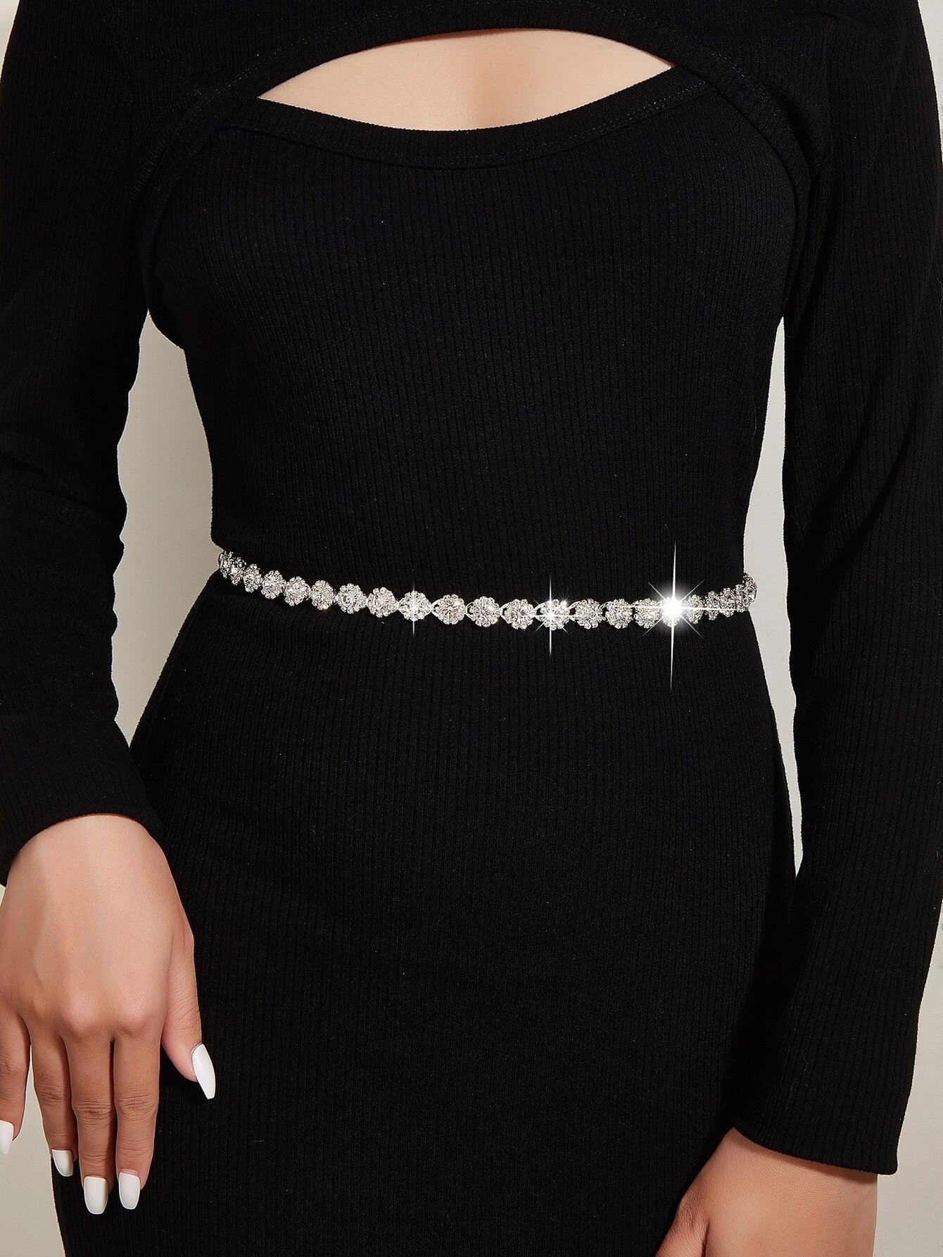 Rhinestone Decor Chain Belt Party