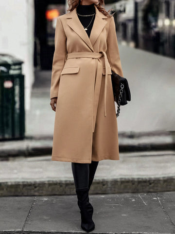 Relaxiva Lapel Neck Open Front Overcoat