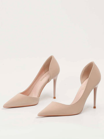 Minimalist Point Toe Stiletto Heeled Court Pumps