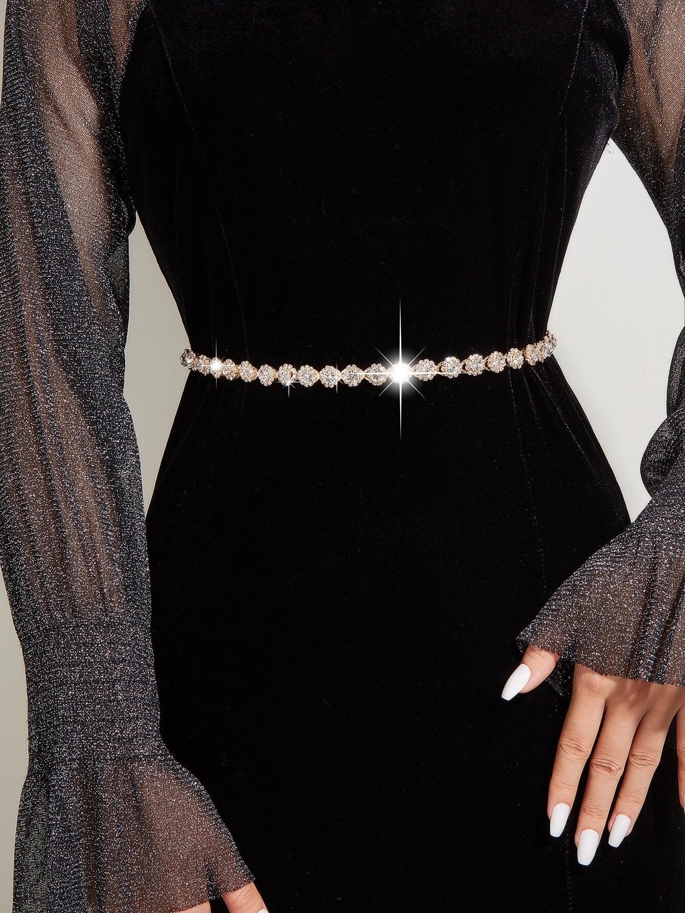 Rhinestone Decor Chain Belt Party