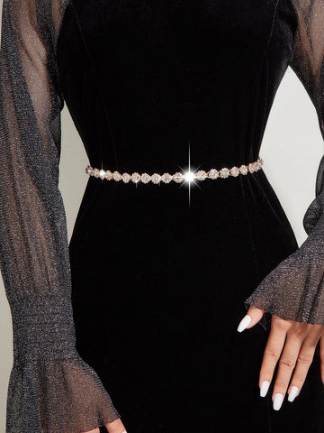 Rhinestone Decor Chain Belt Party