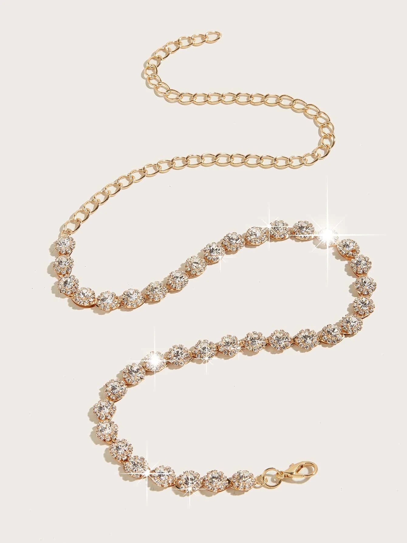 Rhinestone Decor Chain Belt Party