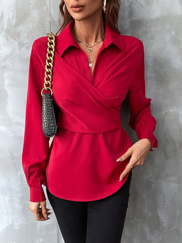 Clasi Cross Detail Long Sleeve Blouse