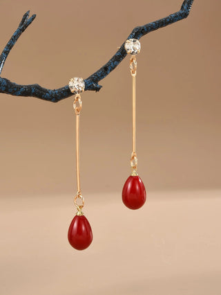 Rhinestone Decor Faux Pearl Drop Earrings