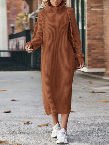 LUNE Turtleneck Raglan Sleeve Sweater Dress