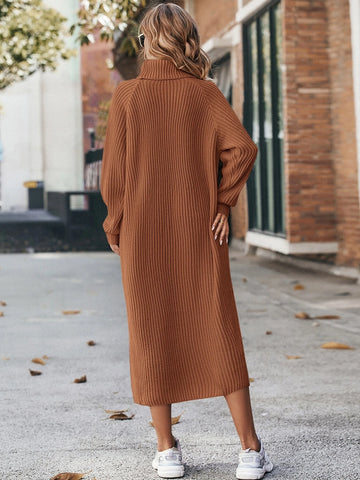 LUNE Turtleneck Raglan Sleeve Sweater Dress