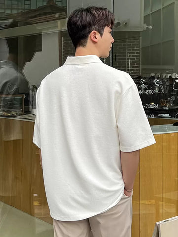 DAZY Men Letter Patched Detail Polo Shirt