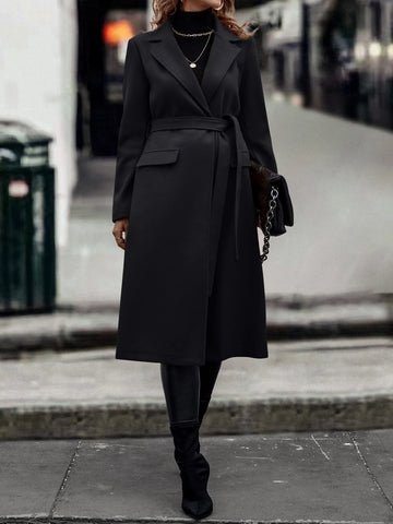 Relaxiva Lapel Neck Open Front Overcoat