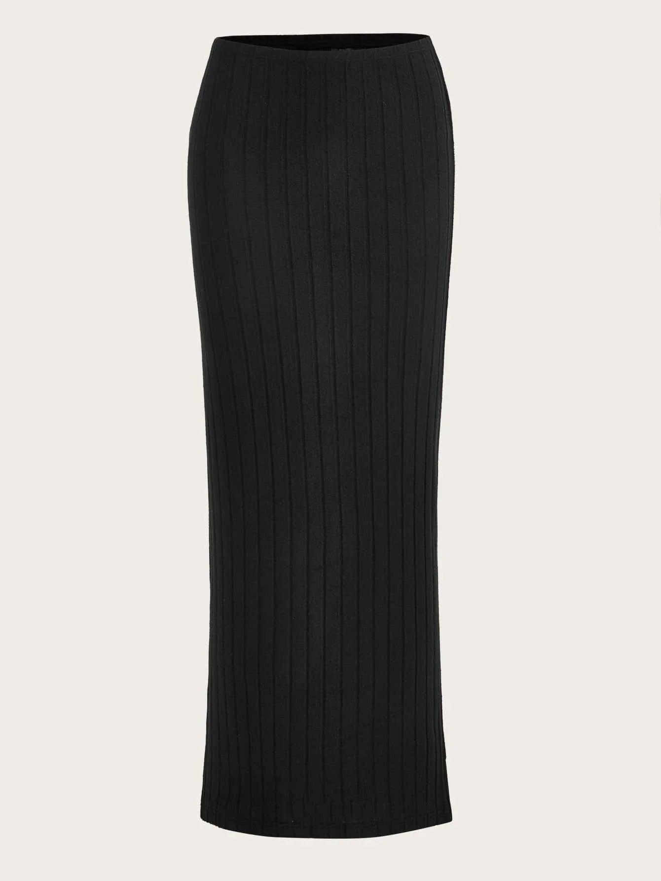 EZwear Solid Ribbed Knit Pencil Skirt
