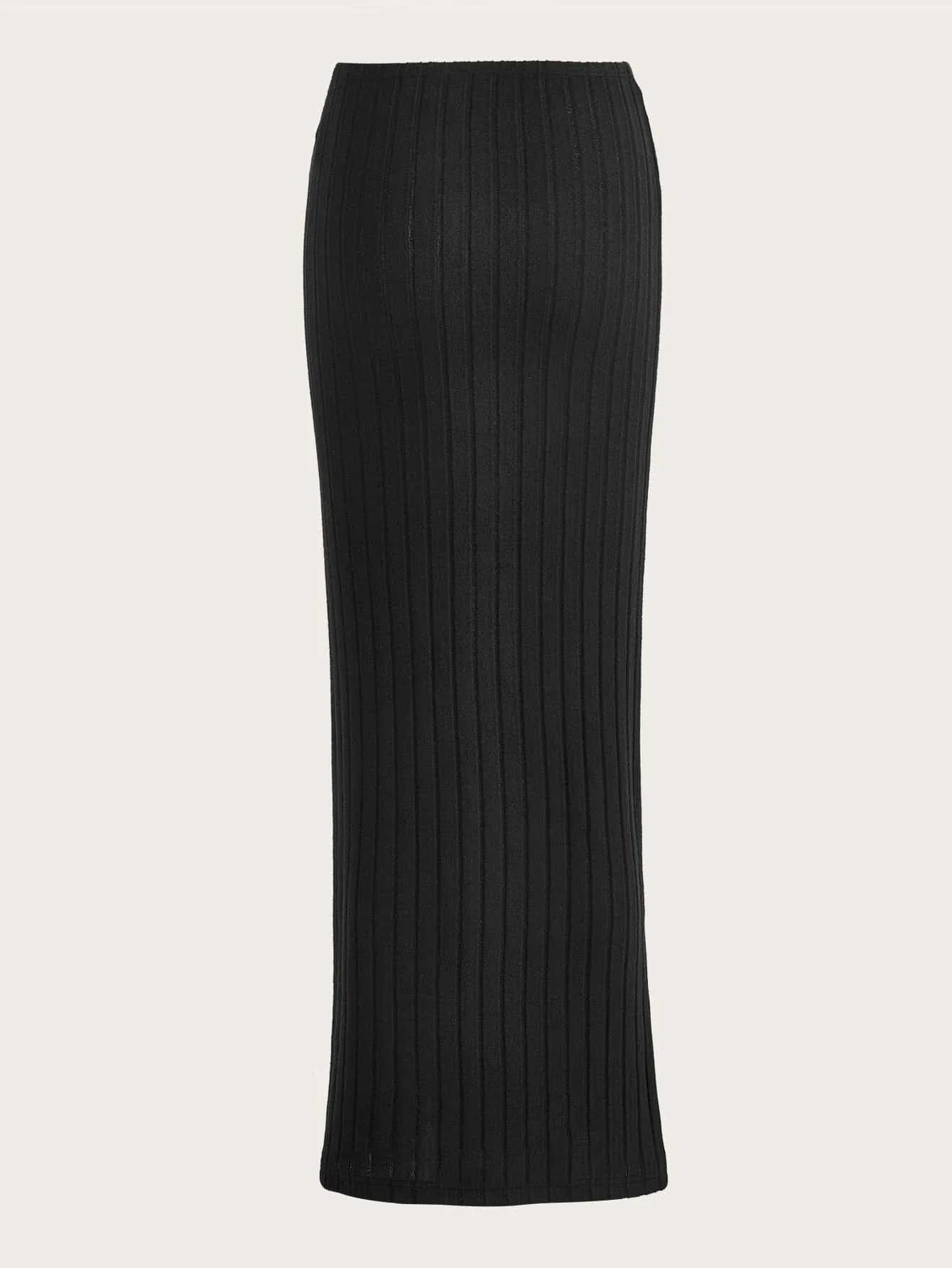 EZwear Solid Ribbed Knit Pencil Skirt