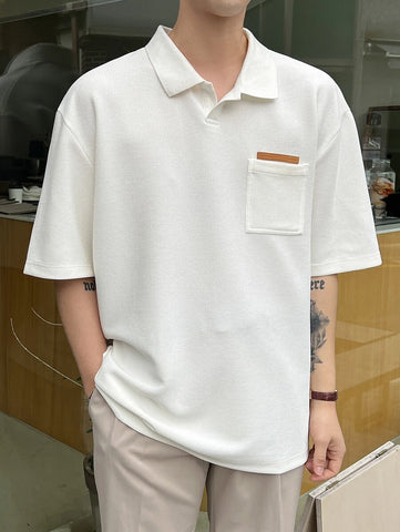 DAZY Men Letter Patched Detail Polo Shirt
