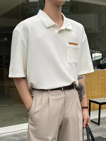 DAZY Men Letter Patched Detail Polo Shirt