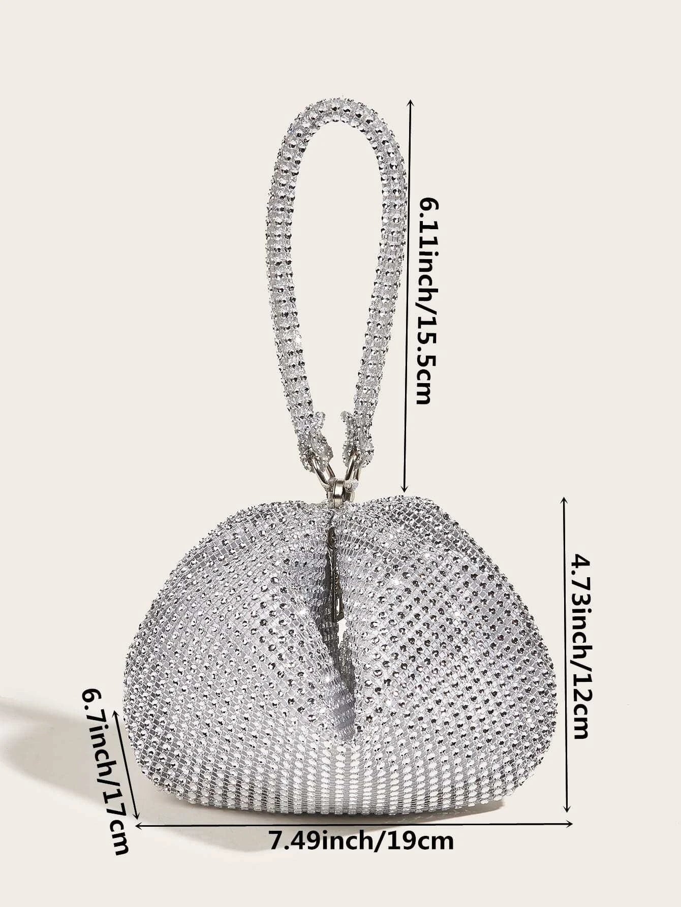 Mini Evening Bag With Crystal Decor, Ladies Party Elegant Clutch Purse Handbag For Cosmetic & Daily Use