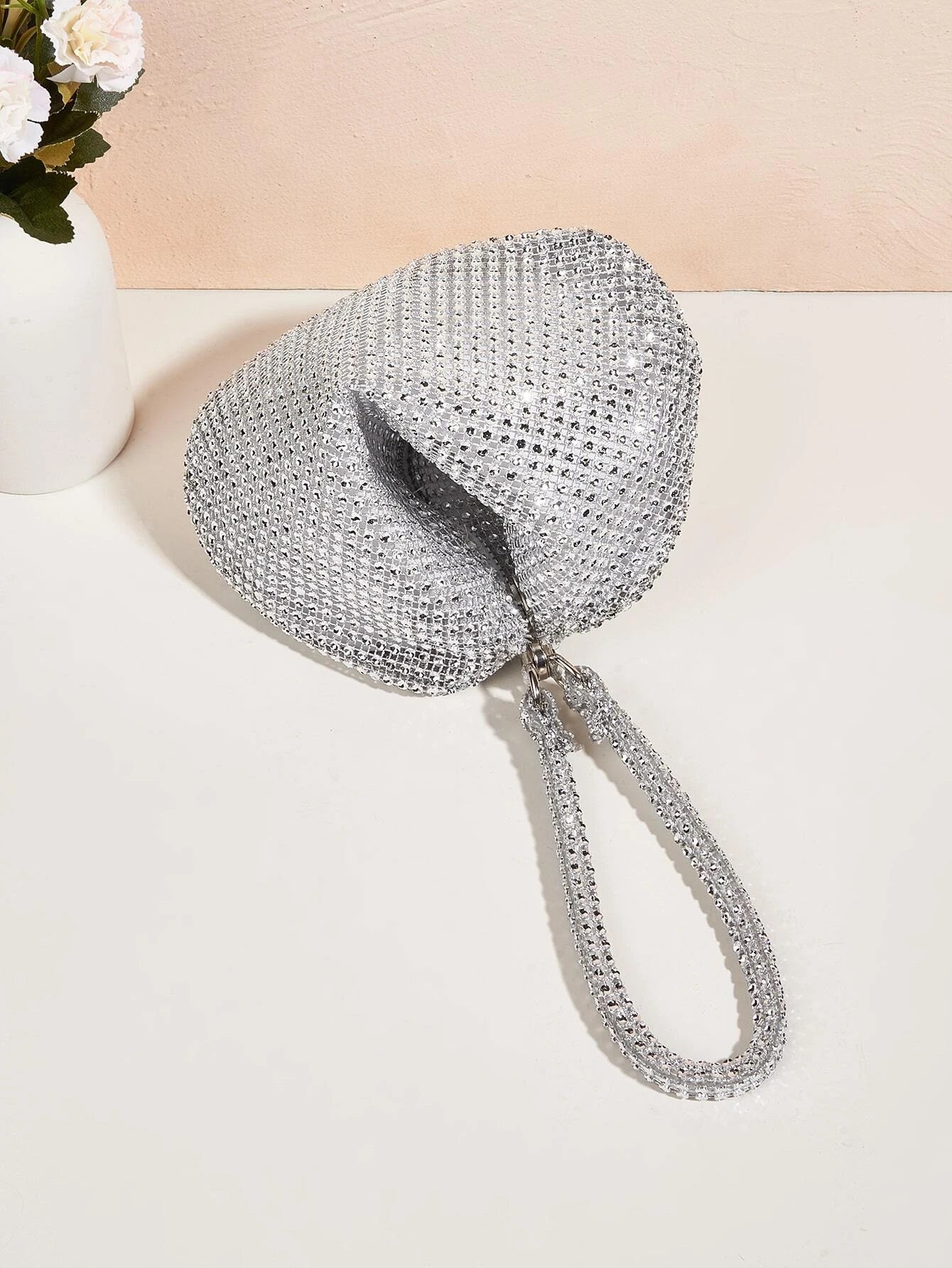 Mini Evening Bag With Crystal Decor, Ladies Party Elegant Clutch Purse Handbag For Cosmetic & Daily Use
