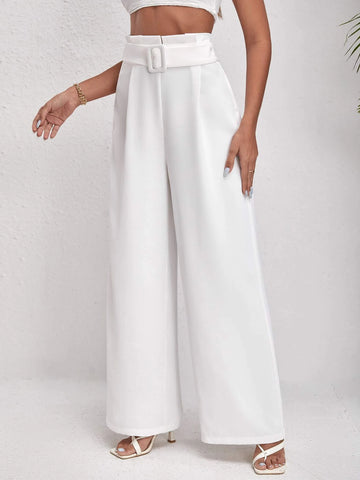 Firerie Solid Belted Wide Leg Pants