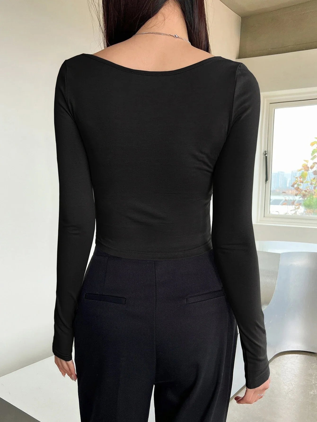 DAZY Star Print Scoop Neck Crop Tee