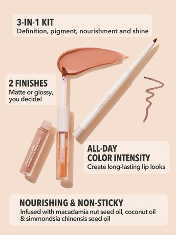 SHEGLAM Soft 90'S Glam Lip Liner And Lip Duo Set-Moody Taupe Lip Set